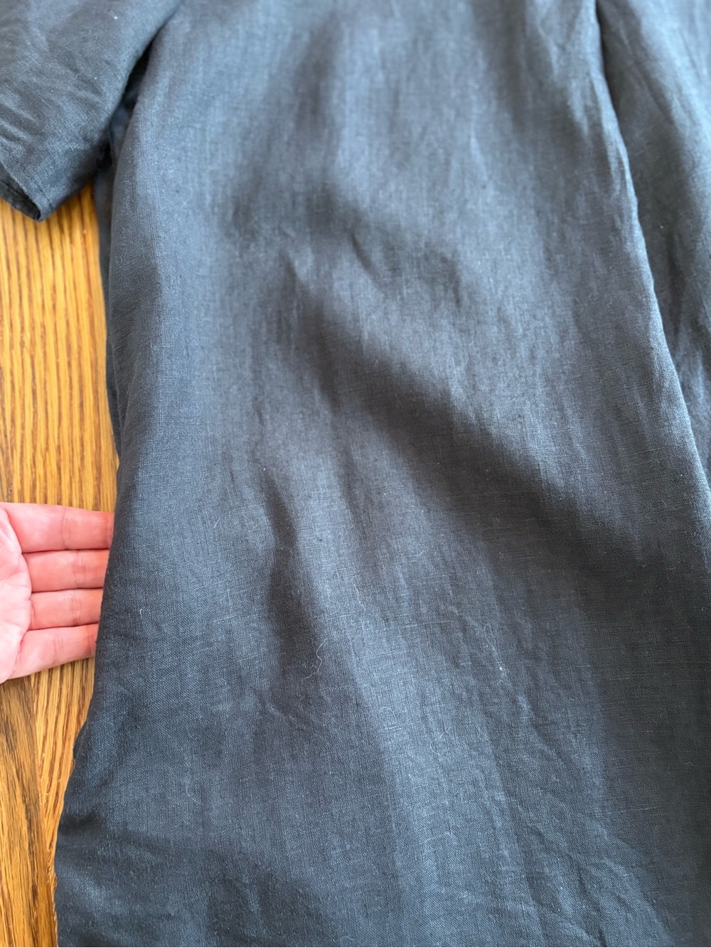 Minimalist 100% Linen Shift Dress Pockets Short Sleeve Lagenlook Black M - Picture 5 of 13